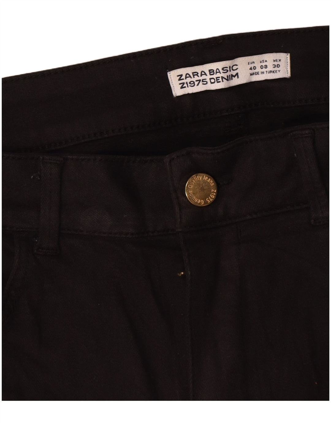 Zara Γυναικείο ίσιο τζιν EU 40 Medium W30 L30 Μαύρο βαμβακερό