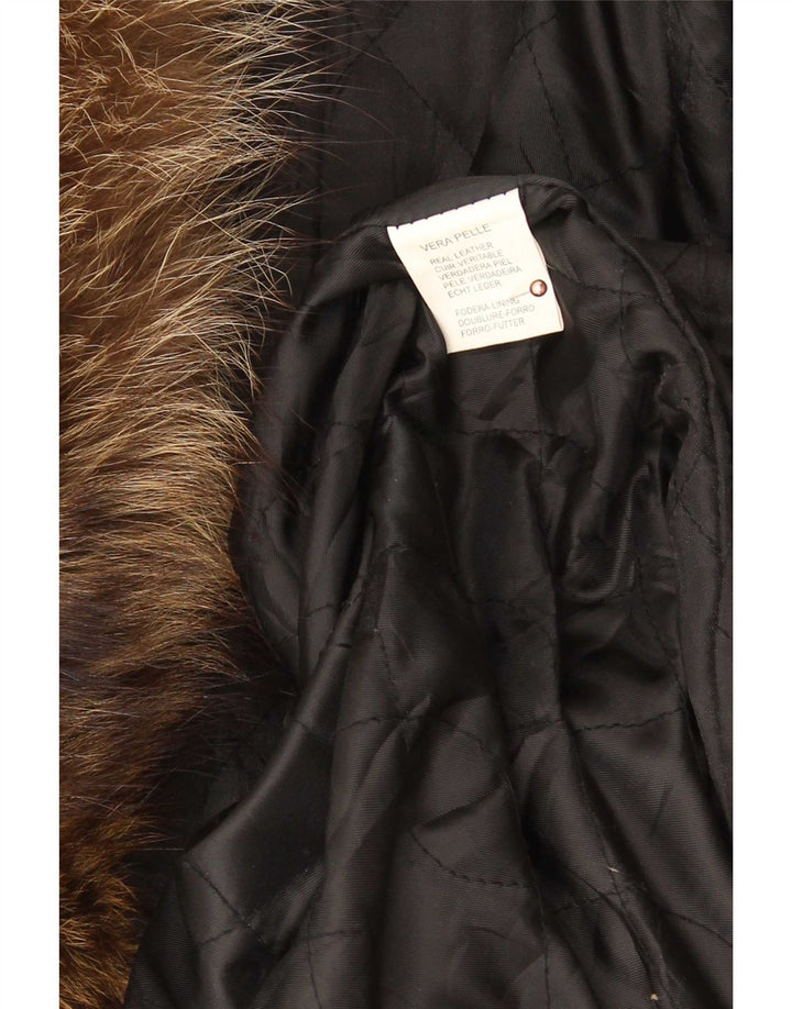 Vintage Γυναικείο Oversized Δερμάτινο Παλτό UK 18 XL Μαύρο