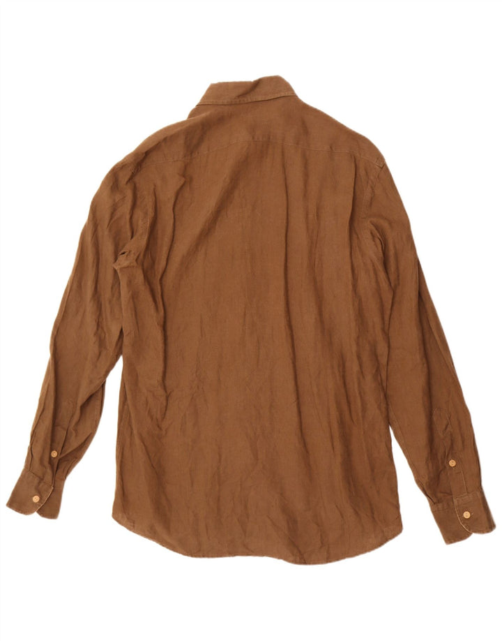 ALVIERO MARTINI Ανδρικό Πουκάμισο Μέγεθος 40 Μεσαίο Καφέ Λινό
