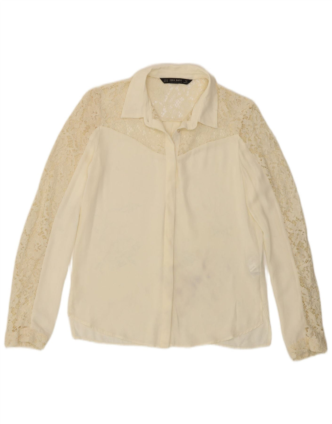 Zara Γυναικείο πουκάμισο Μπλούζα UK 6 XS Off White Polyester