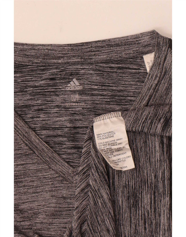 Adidas Γυναικείο T-Shirt Climalite Top UK 12 Medium Grey Flecked Polyester