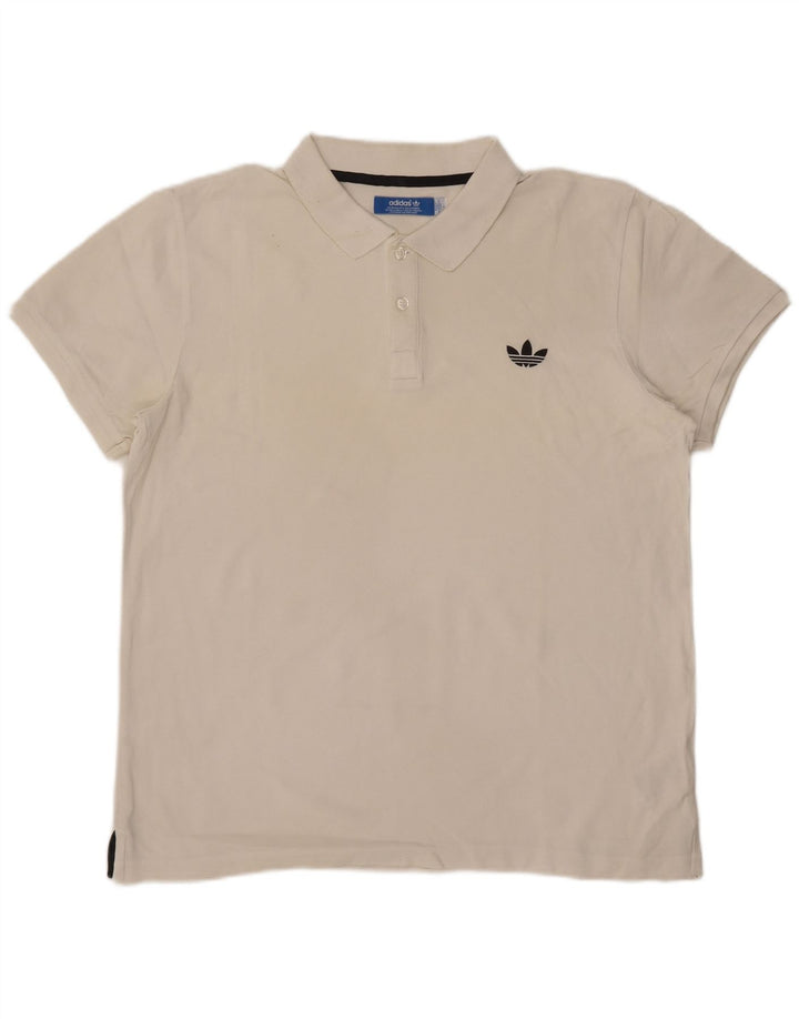 Ανδρικό πουκάμισο πόλο Adidas μεγάλο λευκό βαμβακερό
