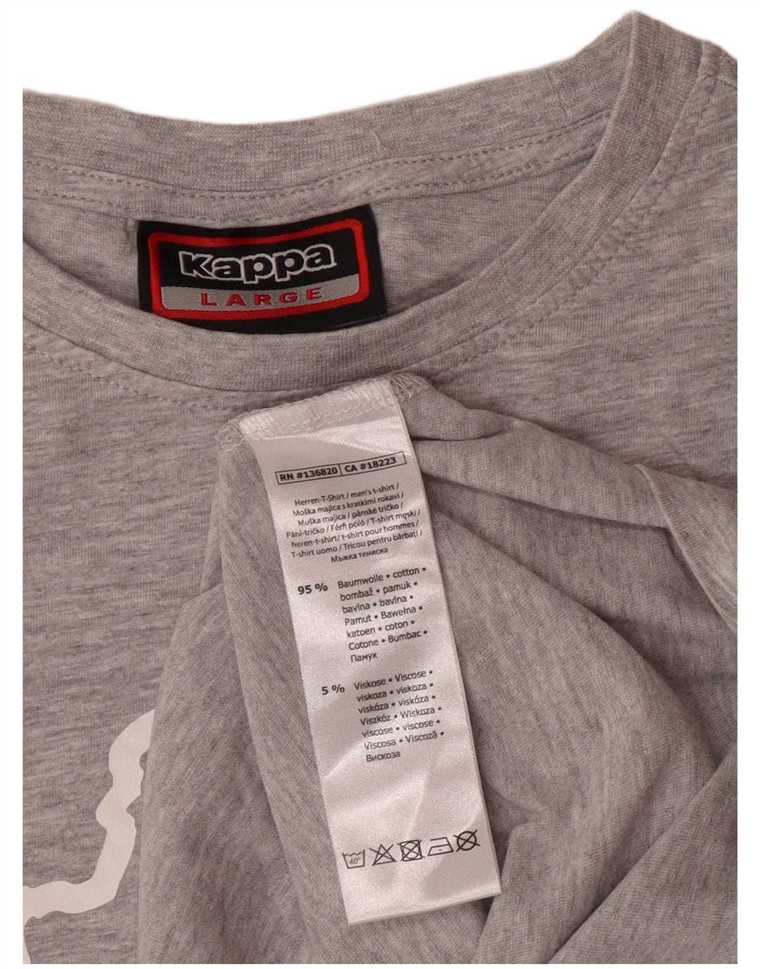 Ανδρικό γραφικό T-Shirt KAPPA Top Large Grey Flecked Cotton