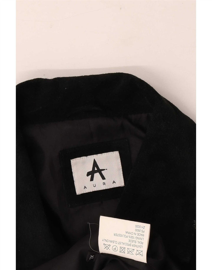 Vintage Γυναικείο Suede Jacket UK 18 XL μαύρο δέρμα