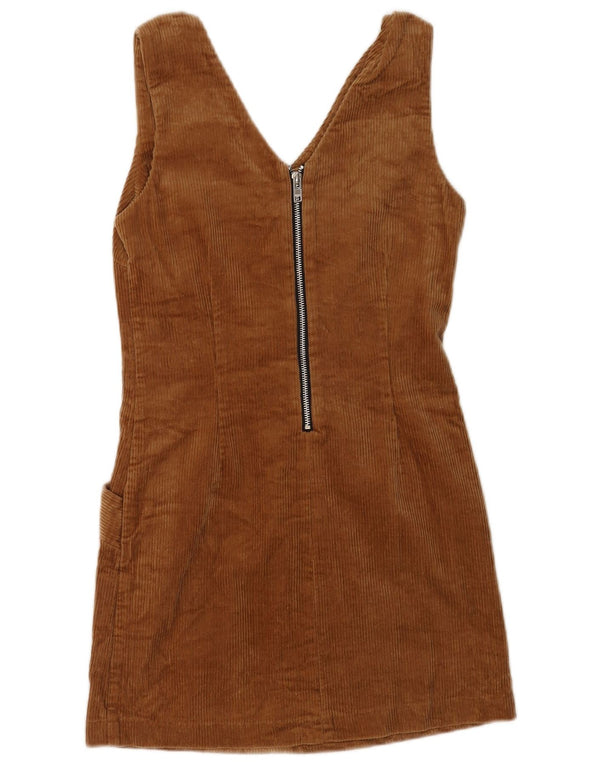 Jack Wills Γυναικείο κοτλέ φόρεμα Pinafore UK 6 XS καφέ βαμβακερό