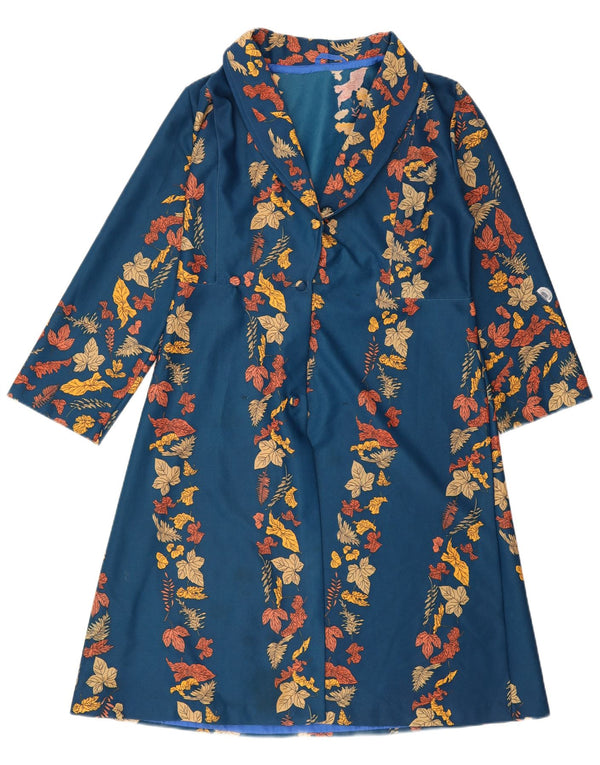 Vintage γυναικεία ρόμπα UK 14 Medium Blue Floral