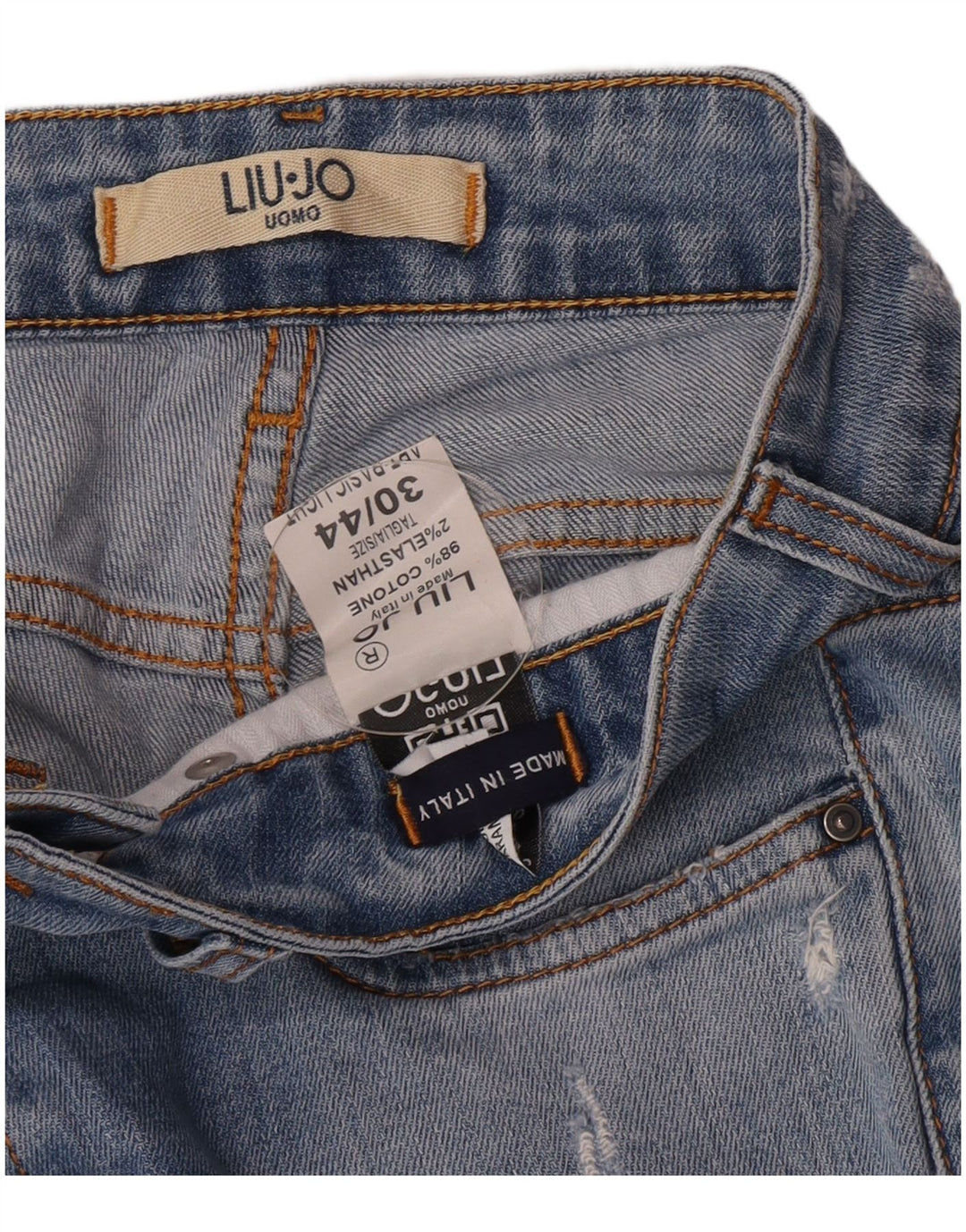 Liu Jo Mens Distressed Slim Jeans W30 L32 Μπλε βαμβακερό