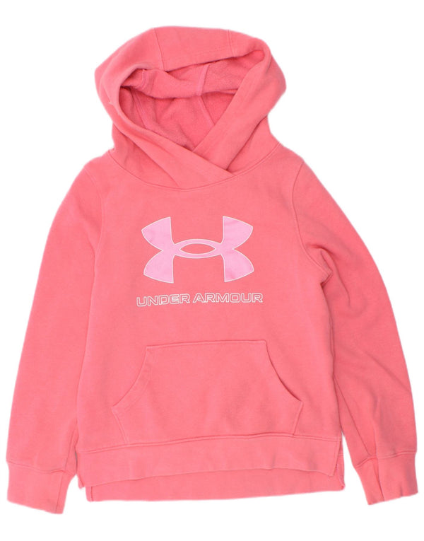 Under Armour Girls Graphic Hoodie Jumper 6-7 Years XS Pink Cotton