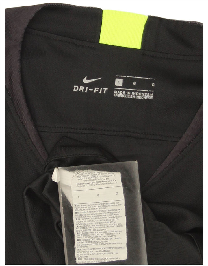 Ανδρικό μπλουζάκι Nike Dri Fit Top μεγάλο μαύρο ριγέ πολυεστέρα