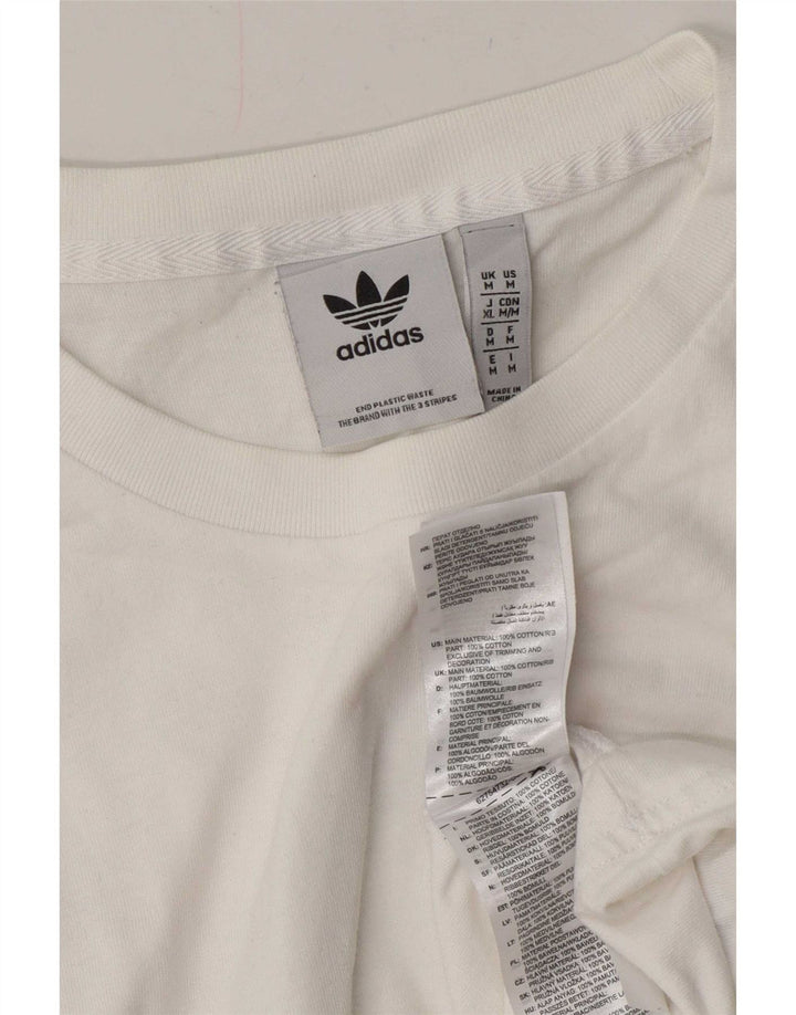 Ανδρικό γραφικό T-Shirt Adidas Top από μεσαίο λευκό βαμβακερό