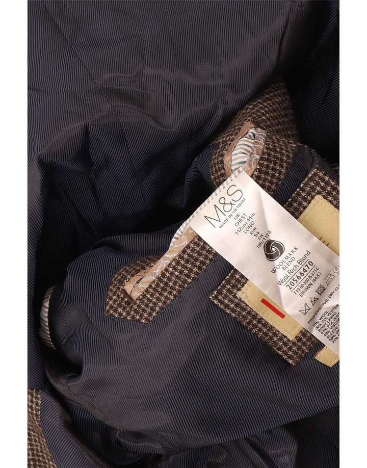 Marks & Spencer Ανδρικό Longline Blazer Jacket UK 44 XL Brown Houndstooth