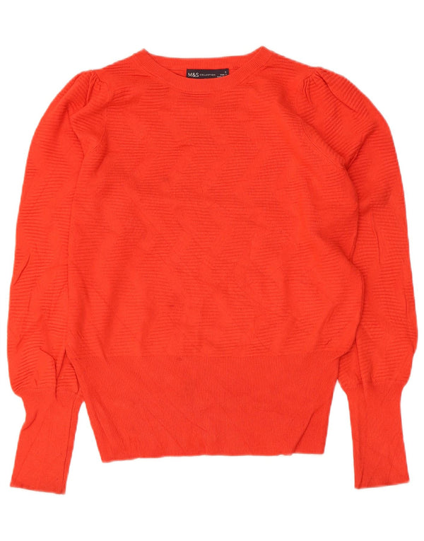 Marks & Spencer Womens Boat Neck Jumper Sweater UK 10 Small Red Viscose