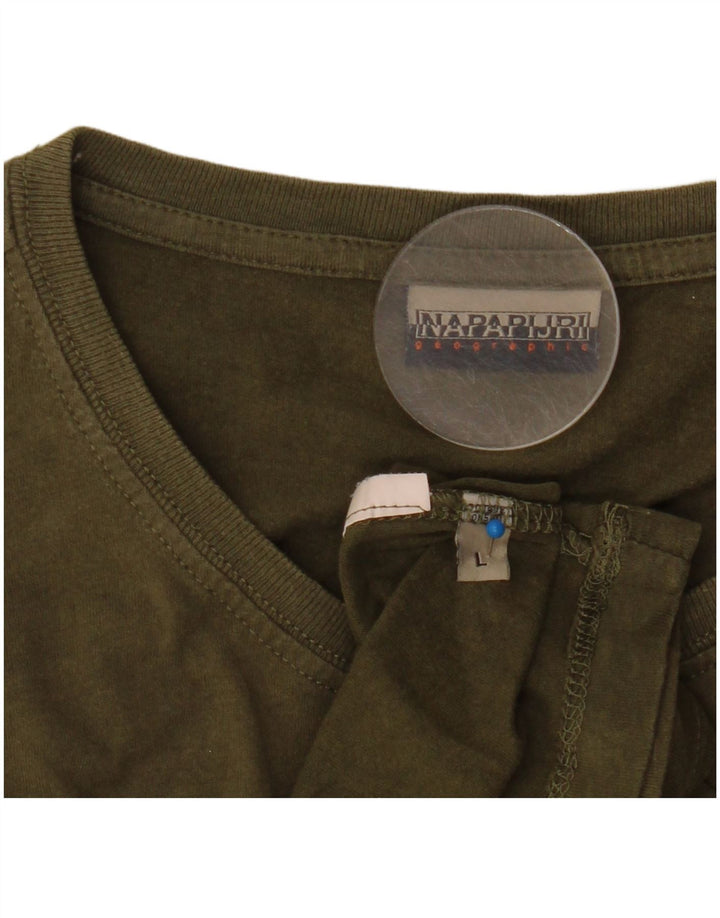 Ανδρικό γραφικό T-Shirt Napapijri Top Large Khaki