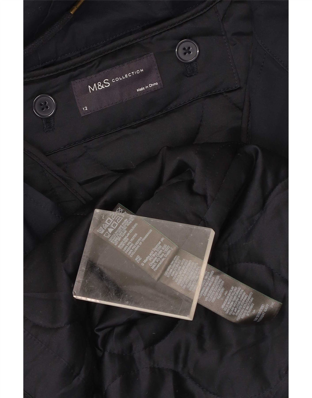 Marks & Spencer Γυναικείο μπουφάν Parka με κουκούλα UK 12 Medium Navy Blue Polyester