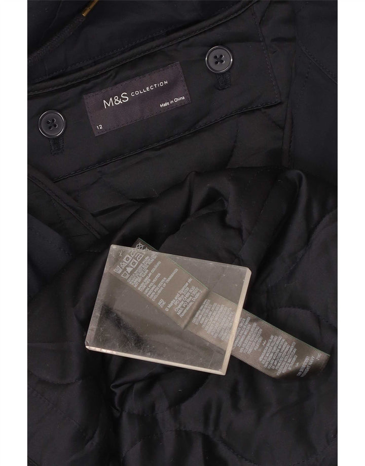 Marks & Spencer Γυναικείο μπουφάν Parka με κουκούλα UK 12 Medium Navy Blue Polyester