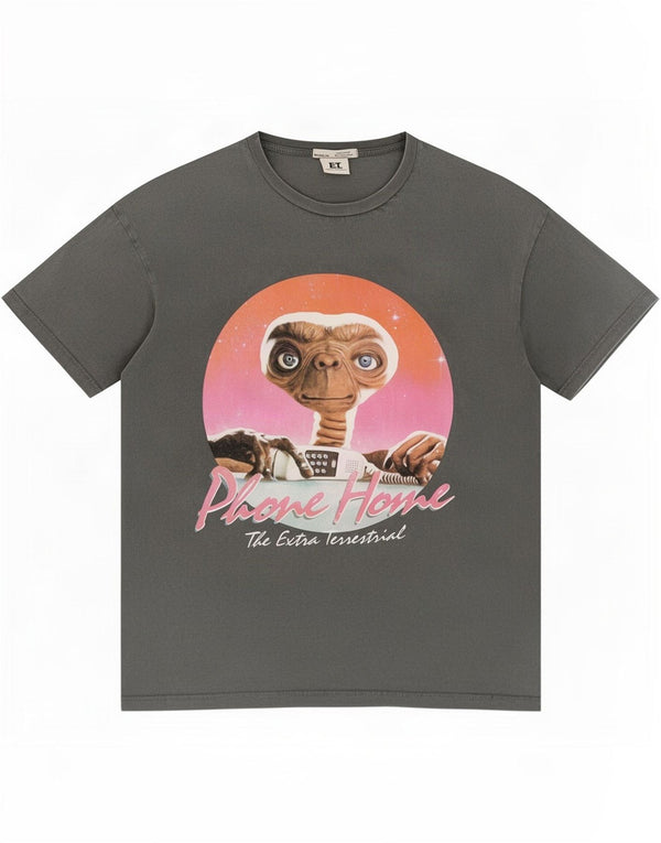 Pull & Bear Ανδρικό γραφικό T-shirt Top Small Grey Cotton