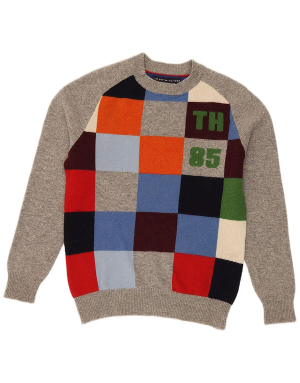 Tommy Hilfiger Γυναικείο πουλόβερ με λαιμόκοψη UK 10 Small Grey Geometric