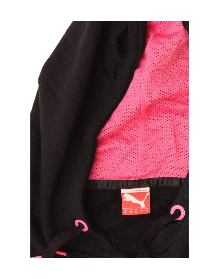 PUMA Womens Graphic Hoodie Jumper UK 12 Medium Black