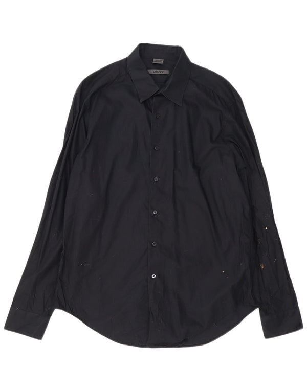 Ανδρικό πουκάμισο Dkny Stretch Slim Fit Μέγεθος 16 1/2 μεγάλο μαύρο βαμβακερό