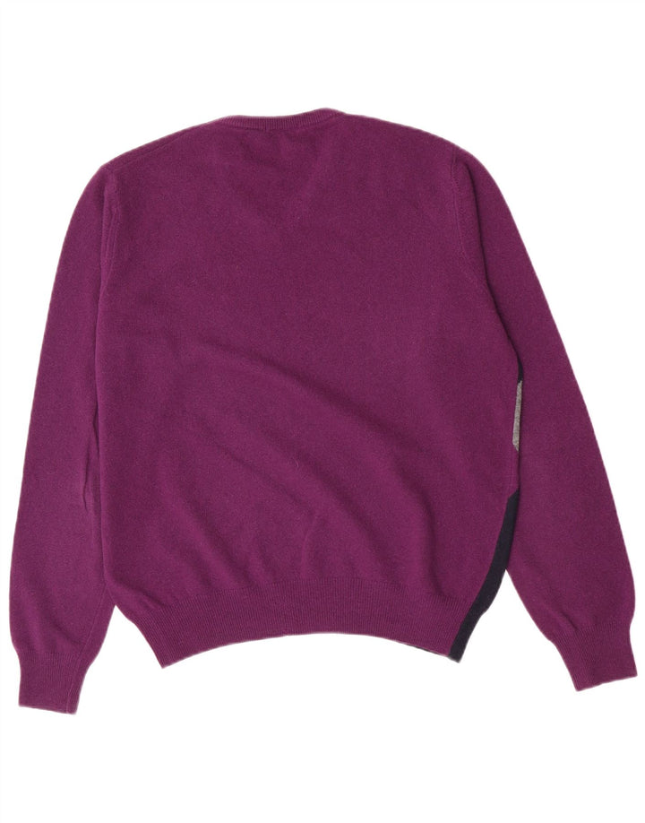 Ανδρικό πουλόβερ Brooksfield με V λαιμόκοψη IT 48 Medium Purple Argyle/Diamond