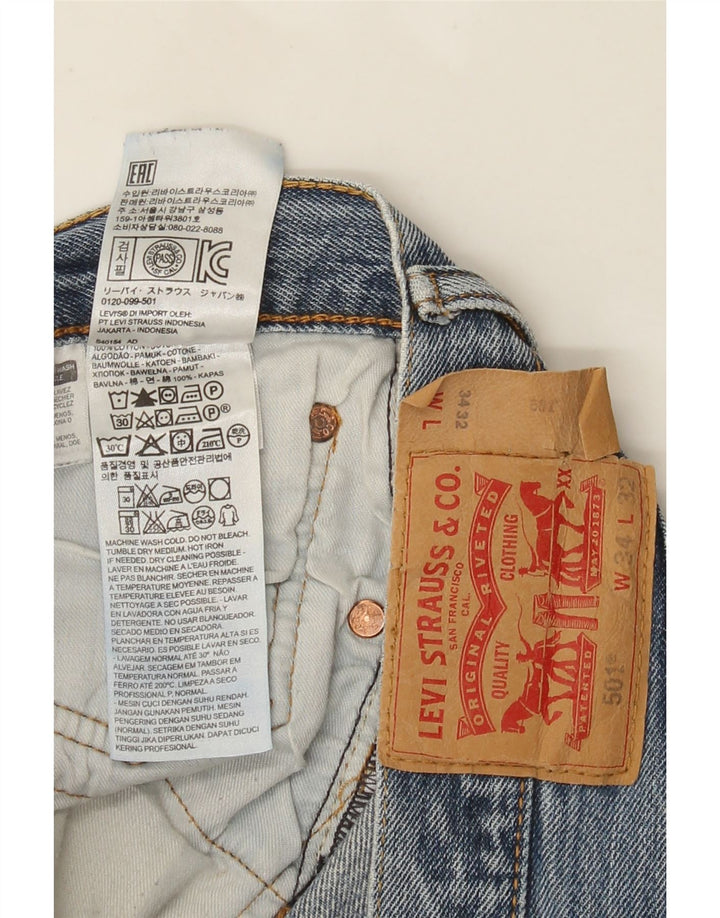 Levi's Mens 501 Distressed Straight Jeans W34 L32 Μπλε βαμβακερό