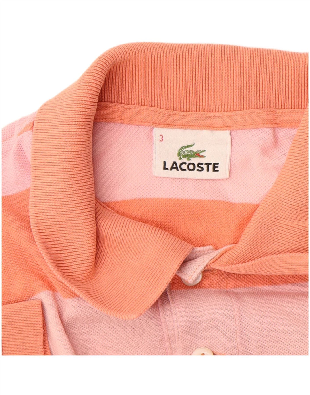 Ανδρικό μπλουζάκι ράγκμπι πόλο Lacoste, μέγεθος 3, μικρό πορτοκαλί βαμβακερό ριγέ