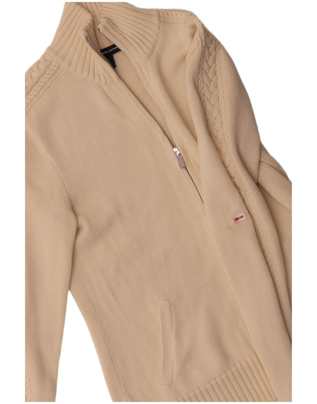 RALPH LAUREN Γυναικείο πουλόβερ ζακέτα UK 10 Small Beige βαμβακερό