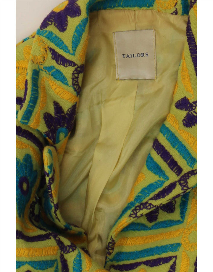 Vintage γυναικείο σακάκι blazer UK 12 μεσαίων κίτρινων λουλουδιών