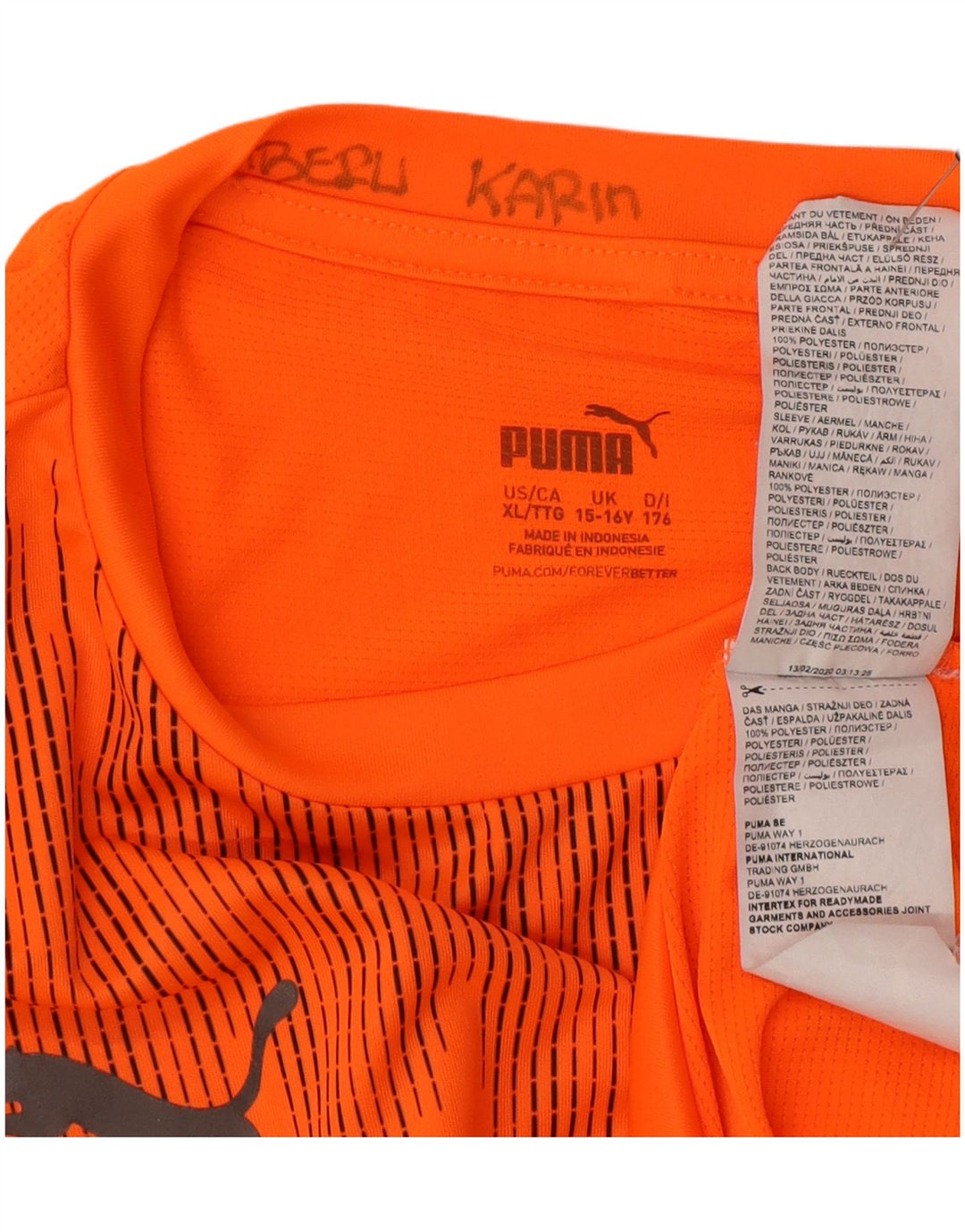 Puma Boys T-Shirt Top 15-16 ετών XL Πορτοκαλί γεωμετρικός πολυεστέρας