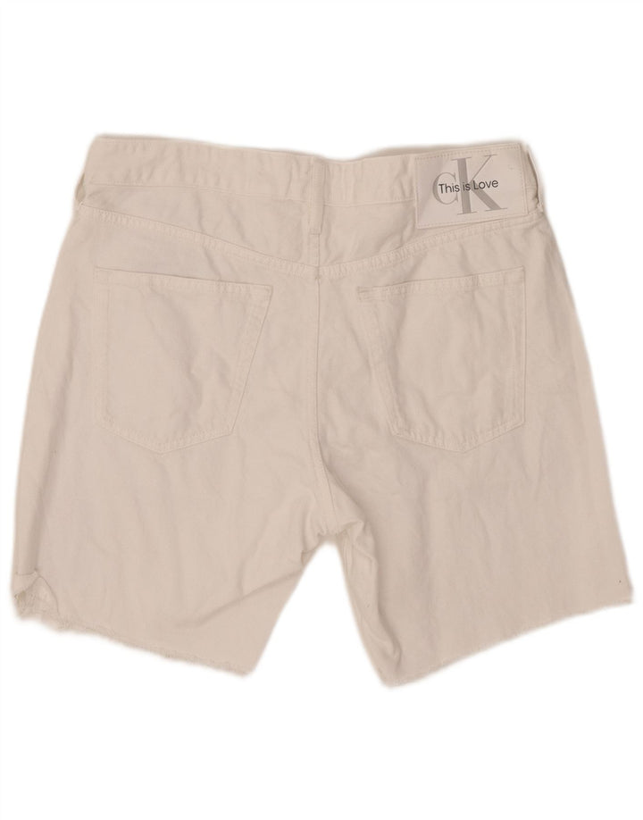 Ανδρικό τζιν σορτς CALVIN KLEIN γραφικό W31 Μεσαίο λευκό βαμβακερό