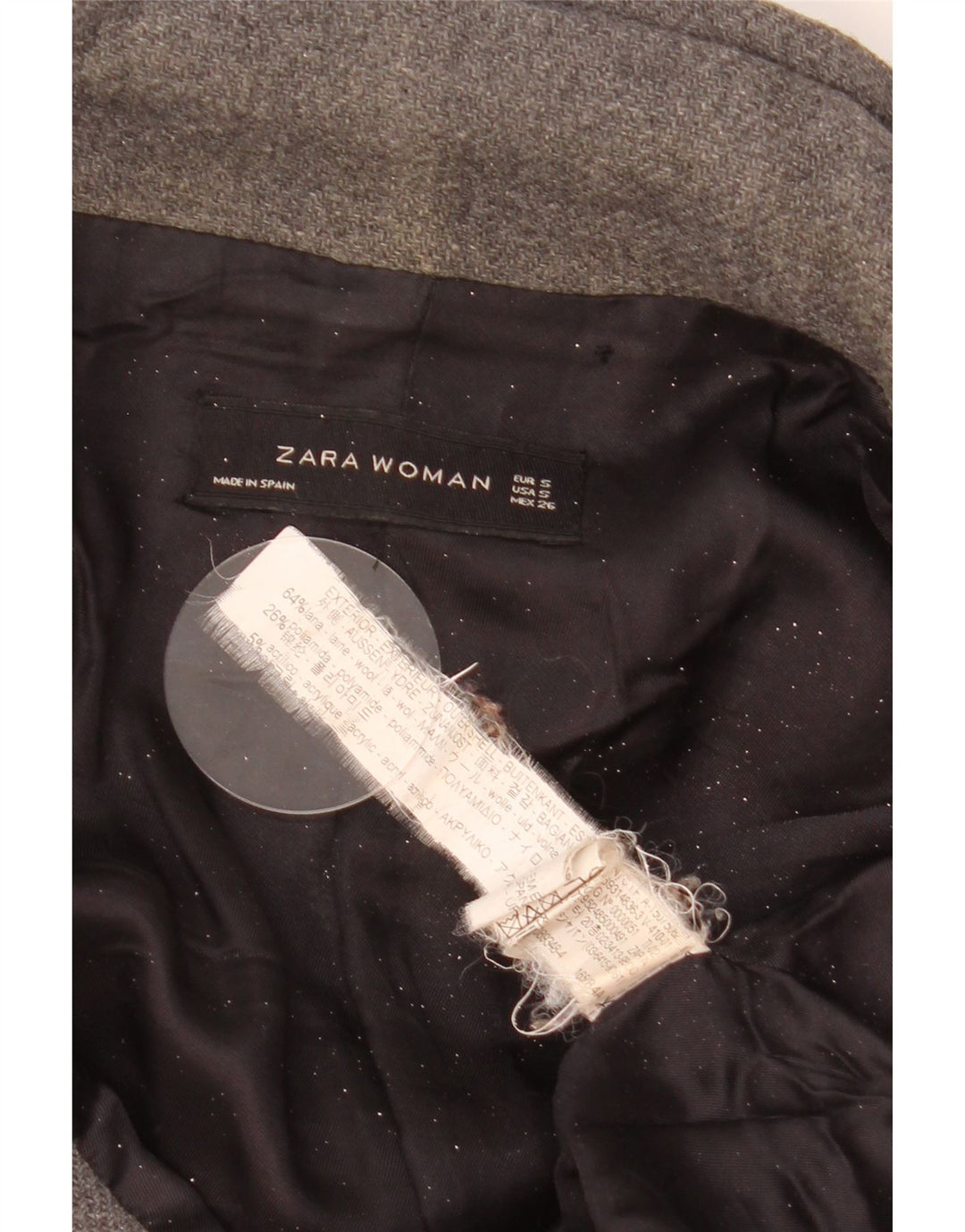 Zara Γυναικείο Πανωφόρι UK 10 Small Grey Wool