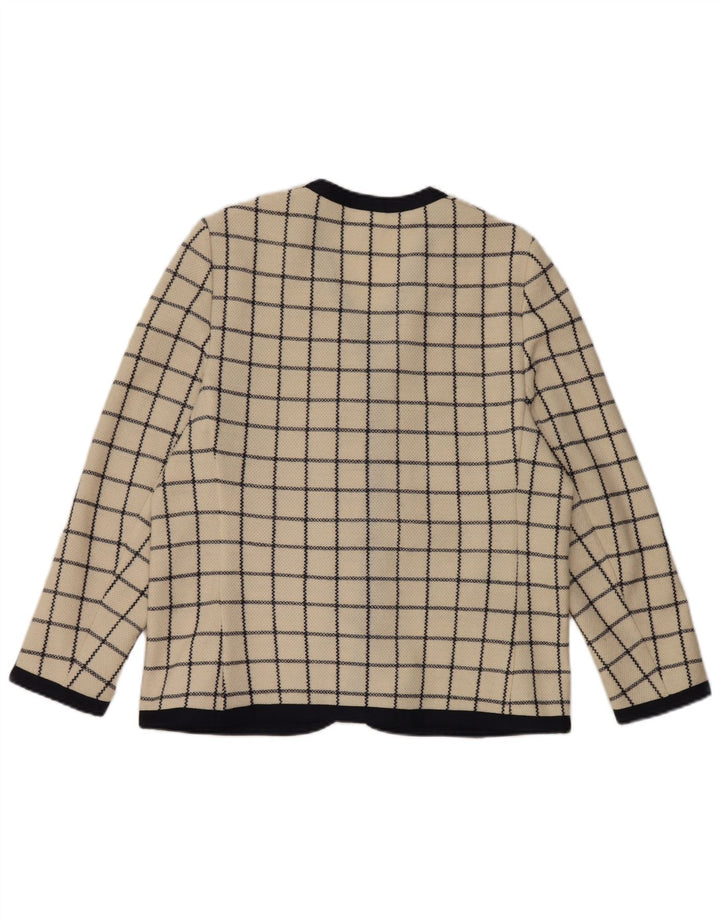 Liola γυναικείο πλεκτό μπουφάν blazer UK 14 LARGE μπεζ μαλλί