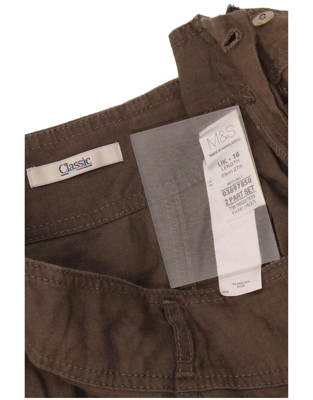 Marks & Spencer Γυναικεία φούστα UK 16 Large W32 καφέ λινό