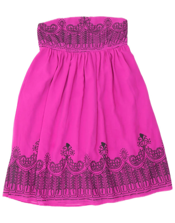 Monsoon Γυναικείο Στράπλες Φόρεμα UK 10 Small Pink Floral Polyester Bohemian