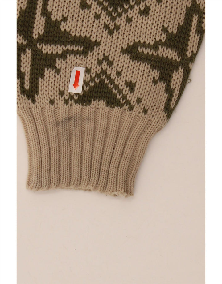 VINTAGE Γυναικείο πουλόβερ με λαιμόκαυστο IT 46 Μεγάλο Μπεζ γεωμετρικό