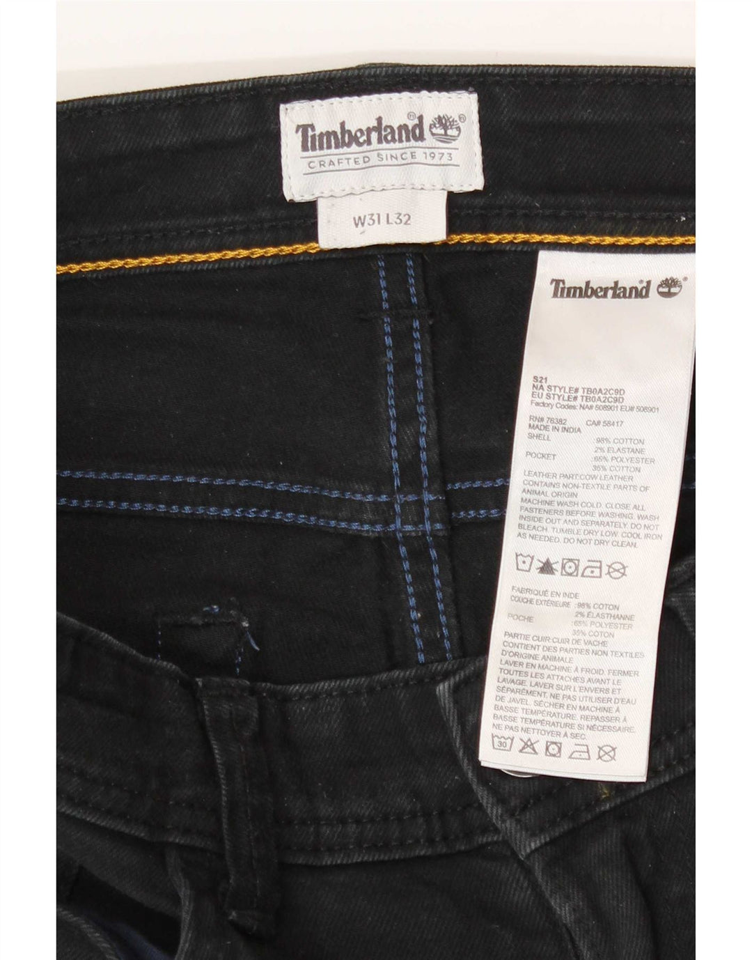 Ανδρικό τζιν Timberland Slim W31 L27 Μαύρο βαμβακερό