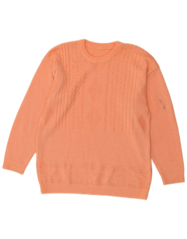 Vintage γυναικείο πουλόβερ με λαιμόκοψη UK 14 Large Orange