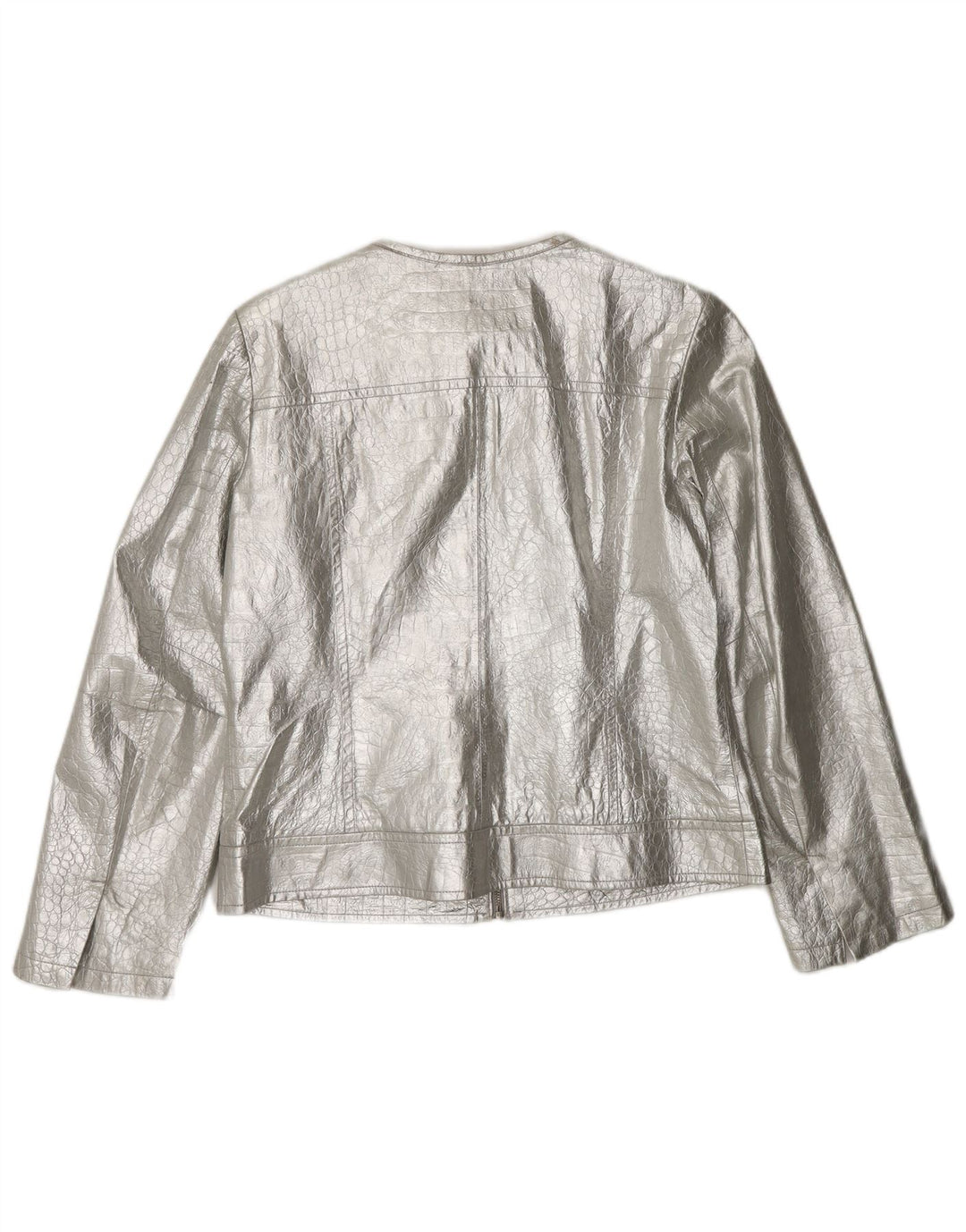 CORTEFIEL Γυναικείο Δερμάτινο Μπουφάν UK 12 Medium Silver Leather