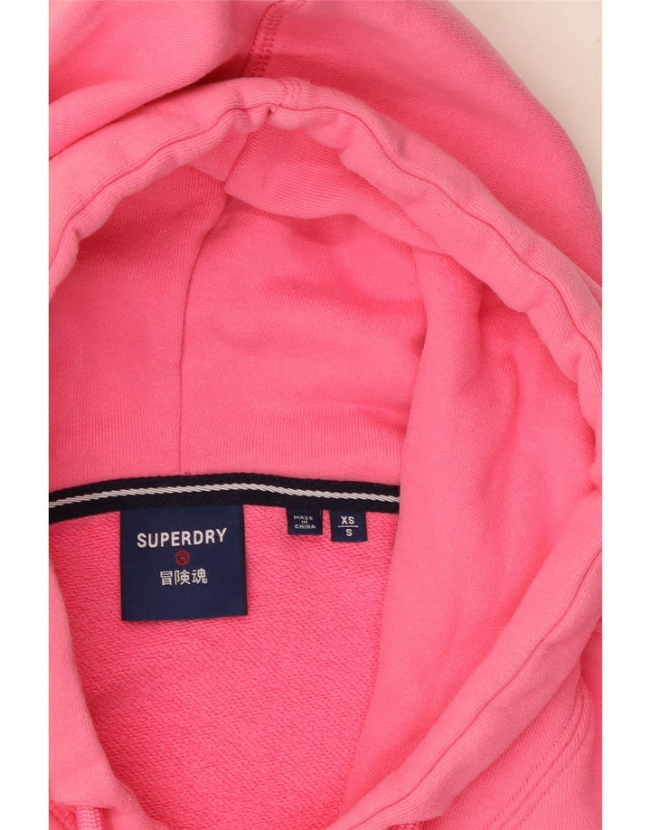 SUPERDRY γυναικείο υπερμεγέθη γραφικό κουκούλα UK 6 XS Ροζ βαμβακερό