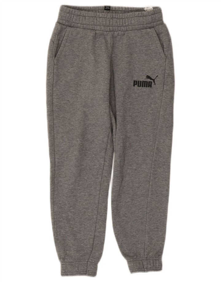 PUMA Boys Tracksuit Trousers Joggers 9-10 Years Grey Cotton