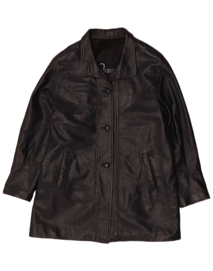 Vintage Γυναικείο Δερμάτινο Μπουφάν UK 14 Medium Black Leather