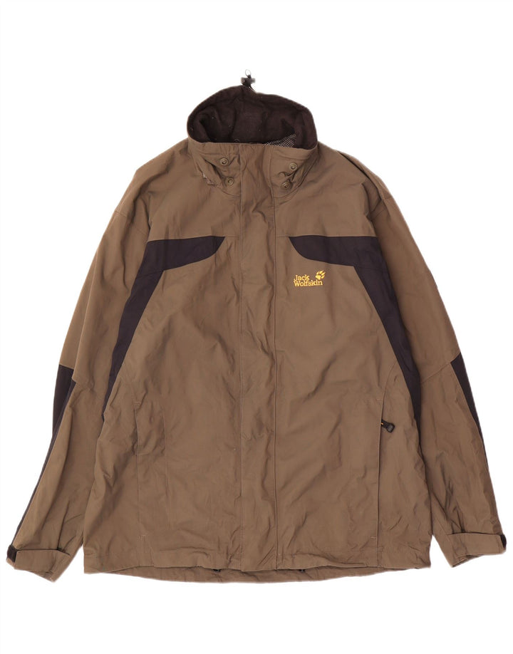 Ανδρικό μπουφάν βροχής JACK WOLFSKIN UK 36/38 Μεσαίου καφέ χρώματος πολυαμίδιο