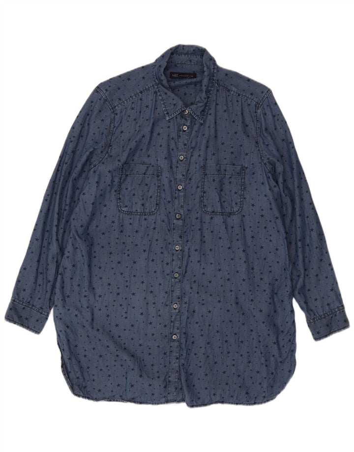 Marks & Spencer Γυναικείο πουκάμισο Longline Abstract Pattern UK 16 Large Blue