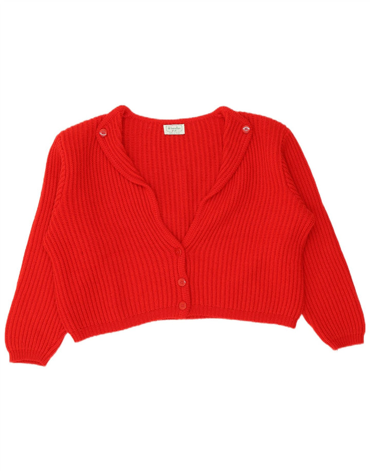 Γυναικείο Πουλόβερ με ζακέτα Benetton Crop Oversized IT 48 XL Red Wool