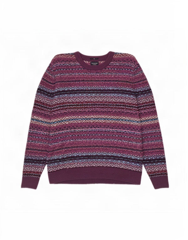 Abercrombie & Fitch Ανδρικό πουλόβερ με λαιμόκοψη XL Purple Fair Isle Nylon