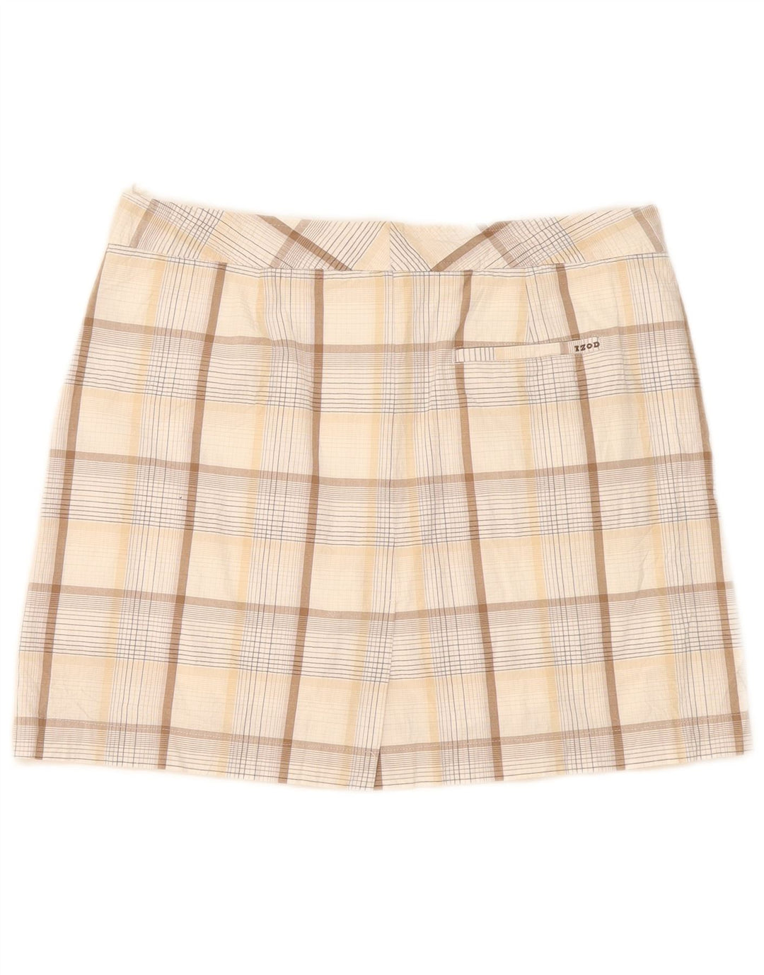 Izod Γυναικεία Stretch Μίνι Φούστα US 8 Medium W32 Beige Check Cotton