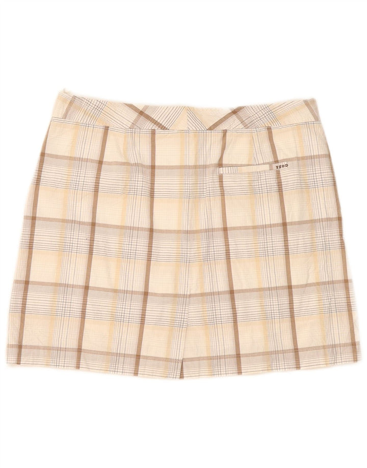 Izod Γυναικεία Stretch Μίνι Φούστα US 8 Medium W32 Beige Check Cotton