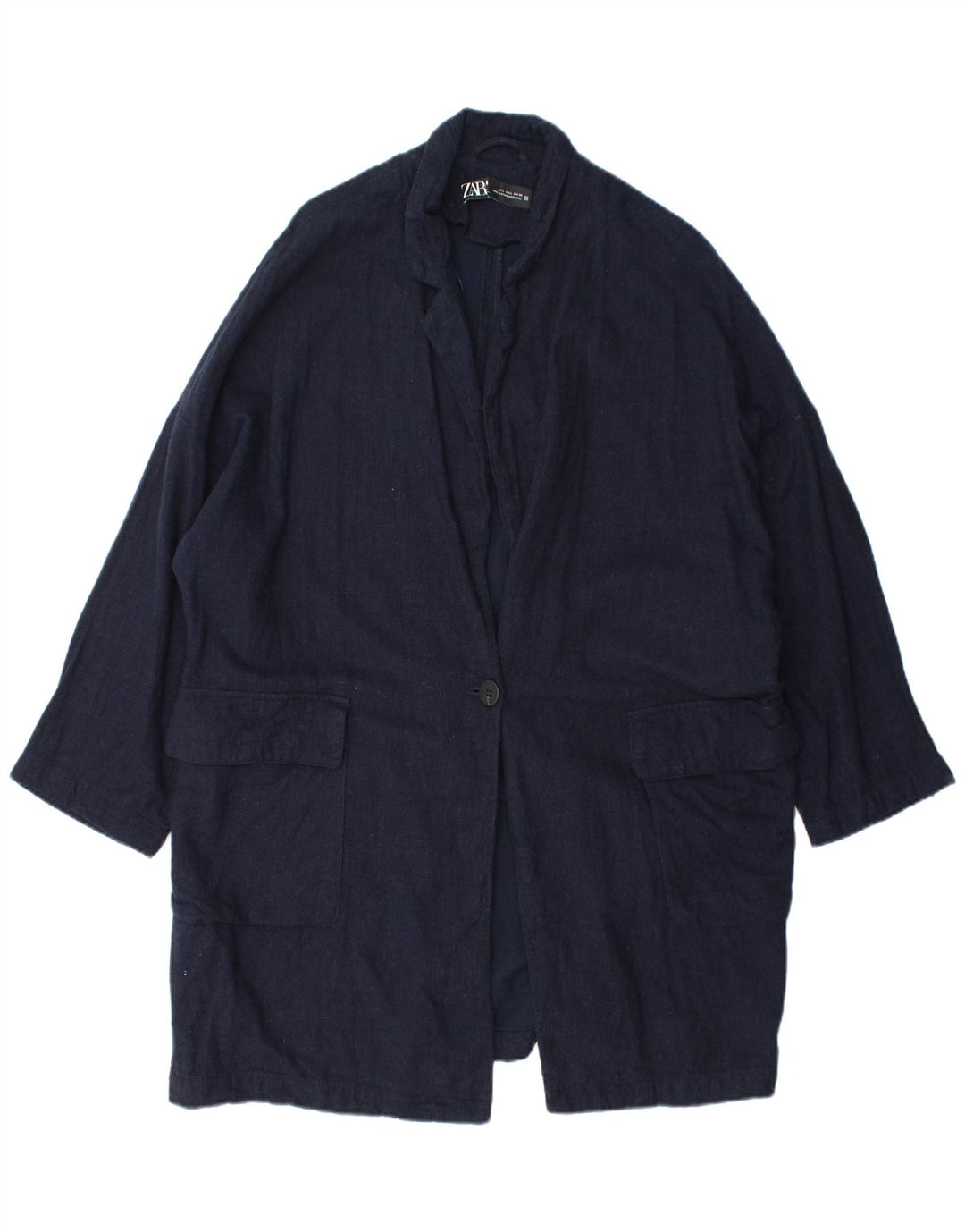 Γυναικείο παλτό ZARA Oversized UK 16 Large Navy Blue Viscose