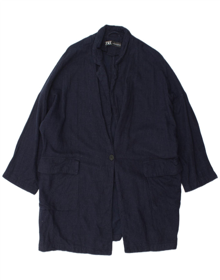 Γυναικείο παλτό ZARA Oversized UK 16 Large Navy Blue Viscose