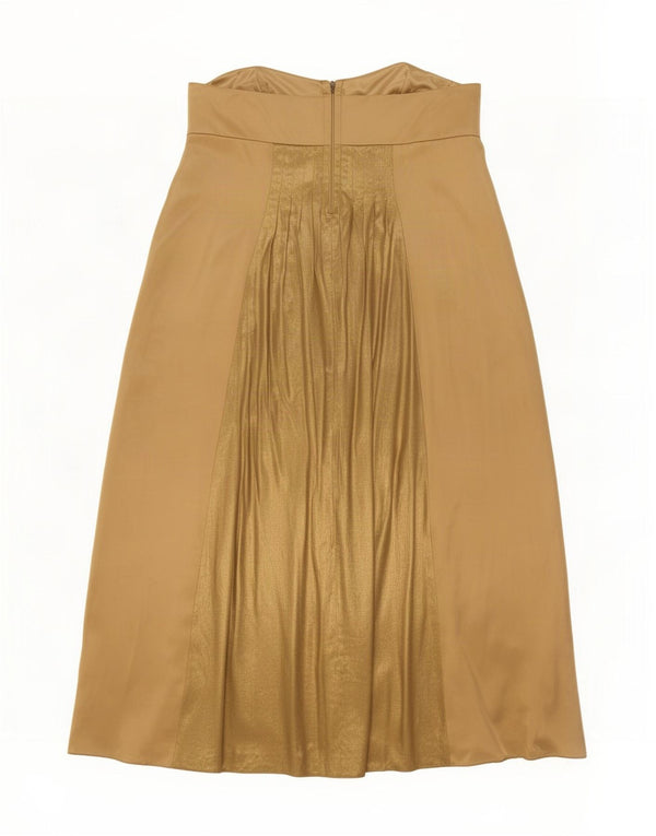 Monsoon Γυναικείο Στράπλες Φόρεμα UK 22 3XL Gold Colourblock Silk